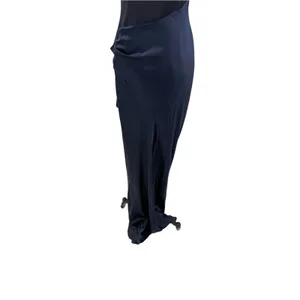 Cinq a Sept Marian Gown Navy Silk Draped Bow Side Slit Maxi Dress NWT Size 6 thumbnail 12