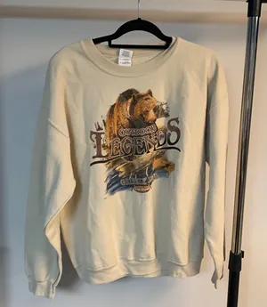 Gildan Tan Grizzly Bear Print Sweatshirt Size L thumbnail 1