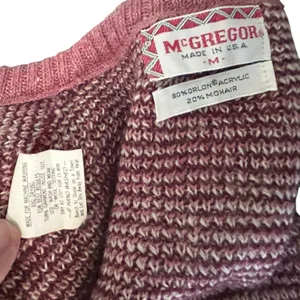 Vtg Knit Vest Academia USA SZ Med Pink Burgundy Plaid Preppy FLAW McGregor thumbnail 7