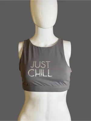 aerie Grey 'JUST CHILL' High-Neck Sports Bralette thumbnail 2