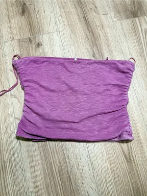 Free People Boulevard Ruched Tube Top Mauve Purple Strapless Cropped Size M thumbnail 2
