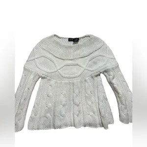 Nicole Miller Ivory Chunky Knit Sweater Cozy Y2K Winter Vibes ❄️cozy girl‎ Sz XS thumbnail 6