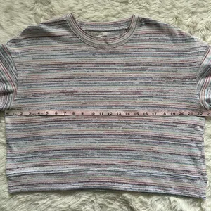 Madewell Sweater Bubble-Sleeve Crop Top in Rainbow Stripe XL thumbnail 7