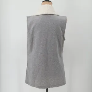 Tommy Hilfiger Sherpa Vest Womens Size S Gray Pockets Open Cozy Layering Preppy thumbnail 2