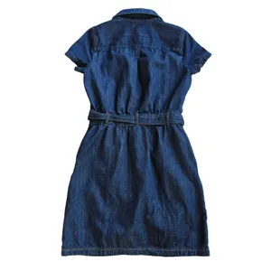 J. Crew Womens Dark Wash Denim Short Sleeve Belted Shirt Dress BY042 Size 2 thumbnail 4