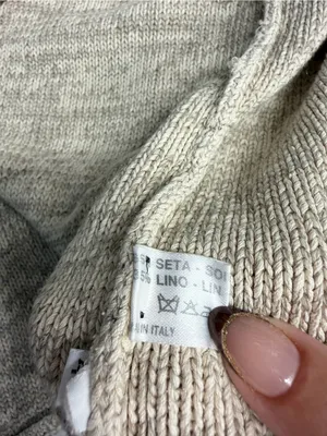 Neutral knit silk linen cardigan open front minimalist marled made in italy Flaw thumbnail 14