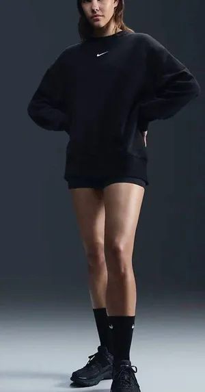 Nike Oversized Crewneck Sweatshirt Black thumbnail 5