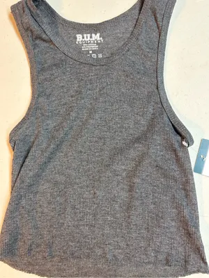 BUM EQUIPMENT MEDIUM ✨ VINTAGE Y2K ribbed sleeveless cropped tank gray VGUC thumbnail 1