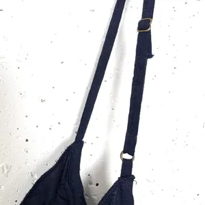 Anthropologie Malika Embroidered Dress Low Scoop Back Ruffle Hem Navy Blue XS thumbnail 16