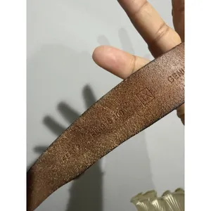 Casual Tan Leather Belt Antique Solid Brass Buckle‎ 1X 46" thumbnail 4