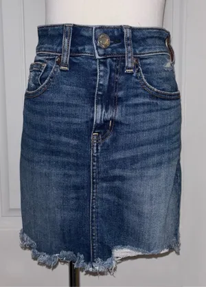 American Eagle Outfitters Denim Distressed Skirt thumbnail 1
