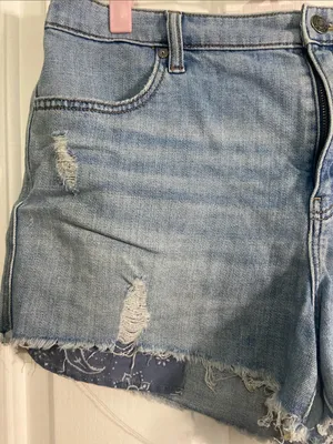 aerie Light Blue Distressed Denim Jean Shorts thumbnail 4
