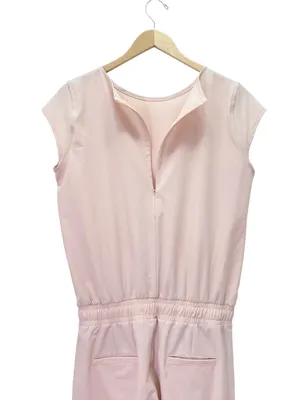 Albion Fit Jetsetter Jumpsuit Sz Medium Blush Pink Cap Sleeve Tapered Athleisure thumbnail 5