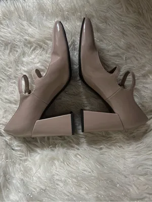 Marc Fisher Charisy Beige Women’s Tapered Patent Leather Block Heel Shoes Size8M thumbnail 2