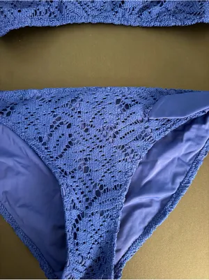 Aerie Royal Blue Crochet Bikini Size Medium thumbnail 2