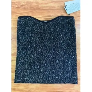 ba&sh Puck Pull Black Sequin Strapless Bustier Top Size 3 M/L Party Going Out thumbnail 12
