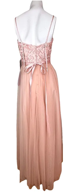 NWT Light Pink Chiffon Fairy Sequin Prom Bridesmaid Maxi Dress Size 8 Morilee thumbnail 4