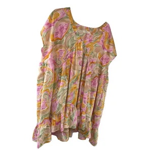 Entro‎ Floral V-Neck Short Sleeve Babydoll Mini High Low Dress Size Large thumbnail 8