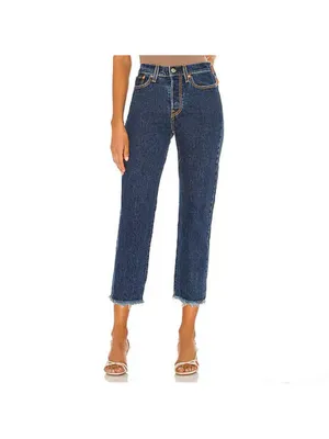 Levis Wedgie Jeans Size 27 Blue Dark Wash Frayed Raw Hem Button Fly Downtown Gir thumbnail 2