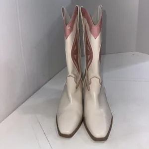 Billini Claire White Pink Equestrian Megan Moroney Concert Cowgirl Boots Size 10 thumbnail 5