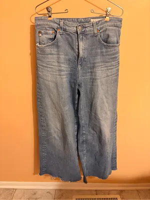 AG Adriano Goldschmeid Saige High Rise Wide Leg Raw Hem Jeans thumbnail 3