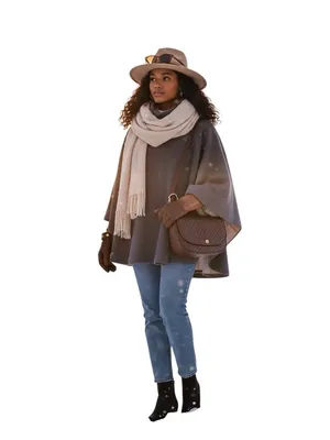 Synergy Organic Clothing Gray 100% Wool Cape Poncho Funnel Neck Small Minimalist thumbnail 3