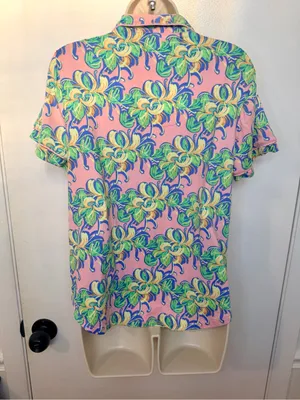 Lauren James LJ Size M Pink Tropical Floral Short Sleeve Pajama Top Sleep Shirt thumbnail 7