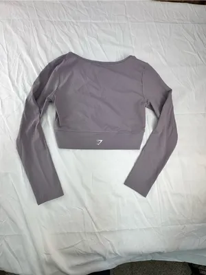 Gymshark Lavender Wrap-Front Long Sleeve Crop Top thumbnail 3