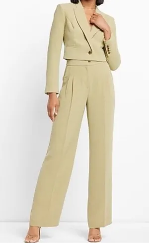 Khaki Express cropped blazer co-ord set (altered for petite height) thumbnail 3