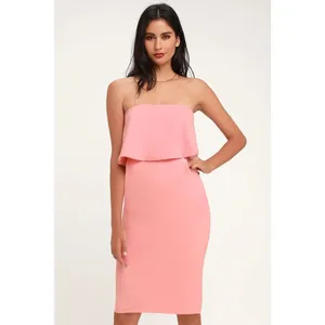 Lulu’s Lots of Love Light Pink Strapless Midi strapless flounce Dress thumbnail 2