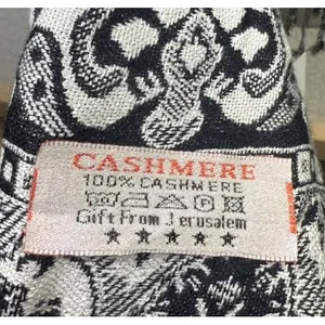 Gift‎ From Jerusalem Scarf Womens One Size Black White Paisley Cashmere Fringe thumbnail 3