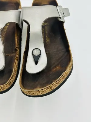 Birkenstock Gizeh Silver Metallic Thong Sandals Womens EUR 39 US 8-8.5 Regular thumbnail 2