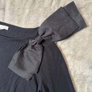 Coquette Black‎ Bow Shoulder Knit Sweater XL Balletcore Romantic Knit Top thumbnail 4
