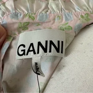 GANNI Ruffled floral-print‎ cotton mini dress Pastel Blue Pink Size 34 thumbnail 8