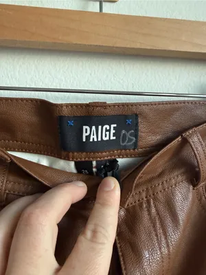 PAIGE Claudine Ankle Flare Faux Leather Pants Dark Argan Brown Size 25 NWT thumbnail 6