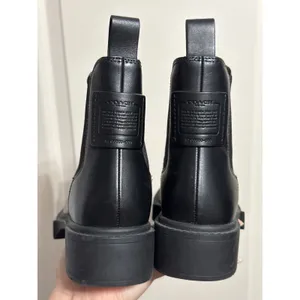 Coach Lyden Black Leather Booties Lug Sole Chelsea Ankle Boot Minimalist Utility thumbnail 6