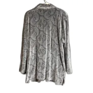 Elizabeth by Liz Claiborne Womens Size 2 Paisley Velour Button Front Tunic Top thumbnail 3