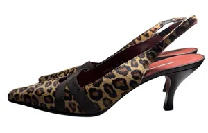 Donald J Pliner Leopard Print Mule Pointed Toe Kitten Heel Fur Size 10 Secretary thumbnail 1