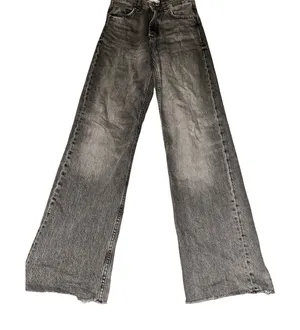Zara TRF High-Rise Wide-Leg Jeans Grey Faded Wash Raw Hem 6045/224/811 Size 4 thumbnail 1