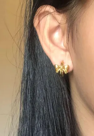 Gold Plated Dainty Bow Earrings thumbnail 2