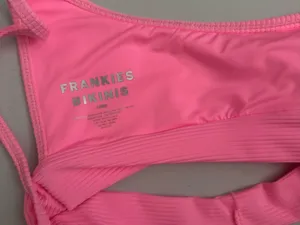 Frankie's Bikinis Hot Neon Pink Ribbed Gavin Bralette Bikini Top Adjustable Straps thumbnail 2