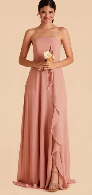 Birdy Grey Winnie Dusty Rose Bridesmaid Dress Medium NWT Strapless Ruffle Maxi thumbnail 1