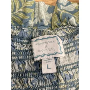 Society Social by Crown & Ivy Fit and Flare Midi Dress Blue Floral Cotton Size L thumbnail 2