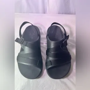 Chaco Black Dual-Strap Slide with Buckle thumbnail 4