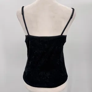 One Step Up Y2K Black Velvet Cami Tank Top Formed Cups Vintage 90s Whimsigoth Sexy Large thumbnail 5