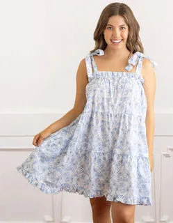 8 Oak Lane Ribbon Tie Strap Ruffle Detail Floral Dress thumbnail 1