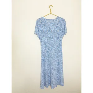 Mango Poma Floral Midi Dress Size Medium Blue Cottage Coquette Chic Jersey thumbnail 14