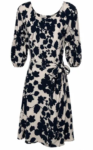 Vertigo Paris Large Black Cream Floral Parisian Chic Tie Waist Romantic Midi thumbnail 1