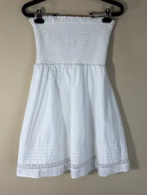 American Eagle White tube top dress sz XS Y2K Preppy Bridal Vacay thumbnail 1