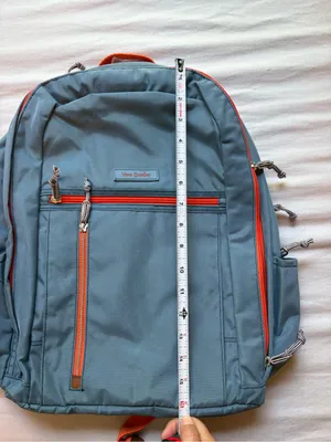 Vera Bradley Lighten Up Grand Backpack Mineral Blue Orange Laptop Travel thumbnail 6